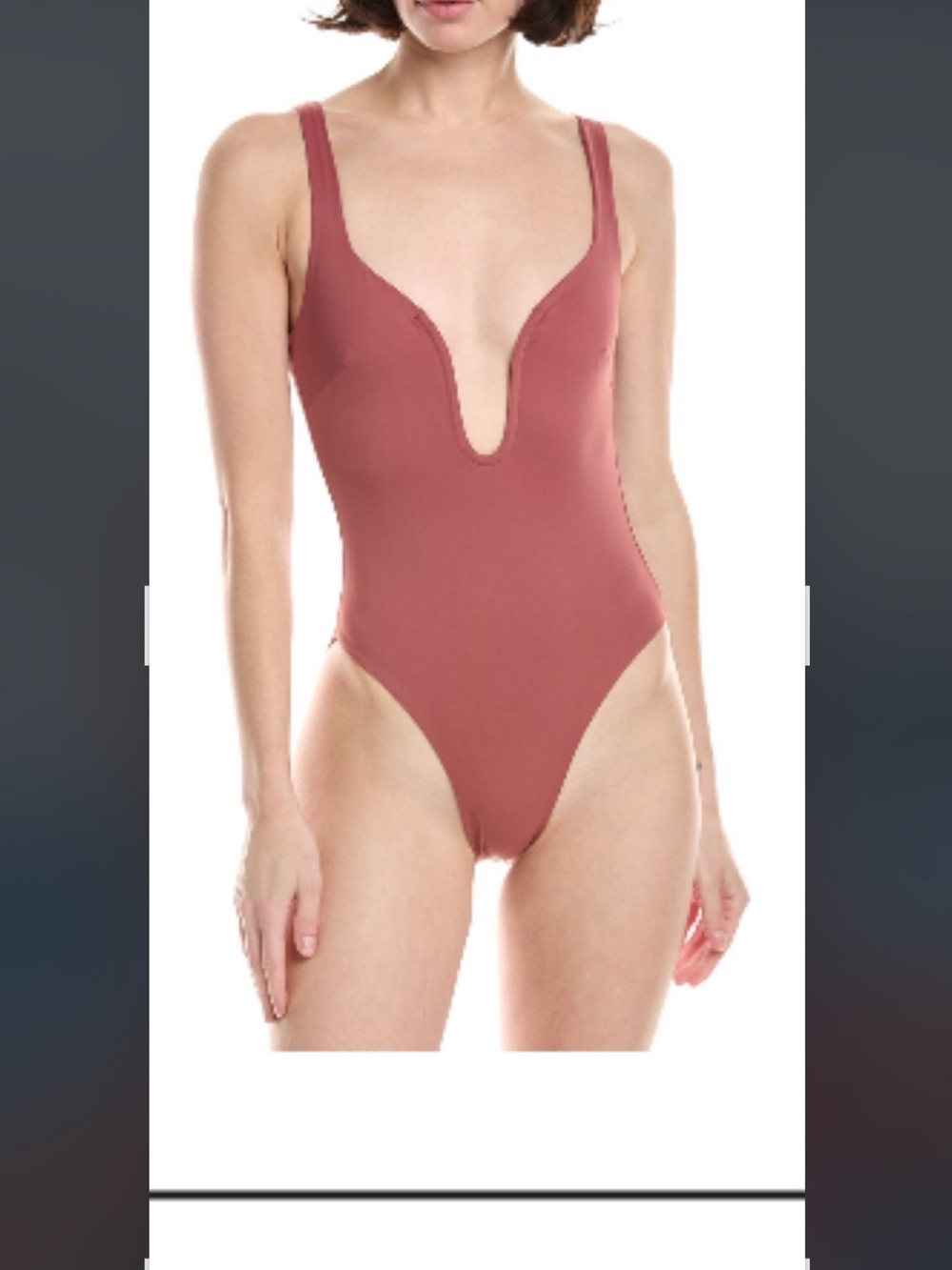 Riot Swim Dusty Rose Deep V One-Piece Swimsuit